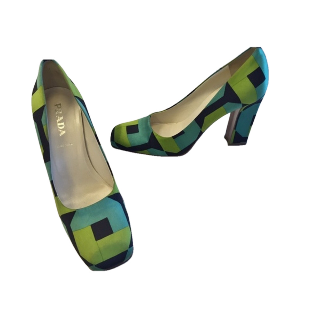 Prada Green, Teal & Black Heels